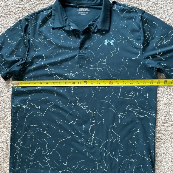 Under Armour Men's Polo Shirt - Dark Green with Light Green Accents - Picture 8 of 8